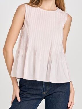 Wayf Gwen Sleeveless Pleated Peplum Top in Ivory NWT Size Medium